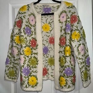 Maglieria di Lusso Flower Embroidered Knit Vintage Sweater Women Jacket Cardigan